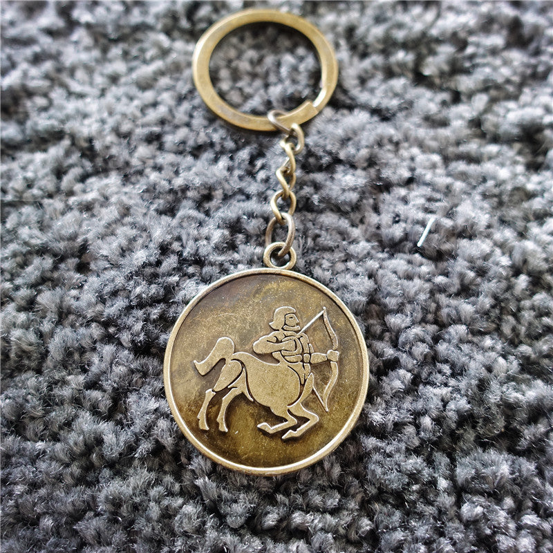 Wholesale 12 Constellations Retro Metal Keychains